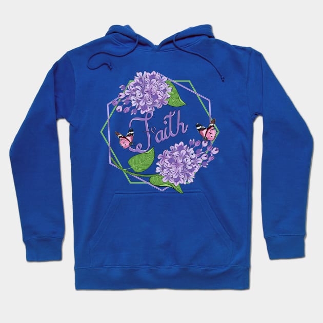 Faith - Lilacs And Butterflies Hoodie by Designoholic